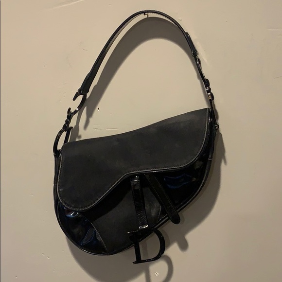 Christian Dior Canvas Patent Calfskin Saddle Bag - Picture 3 of 12